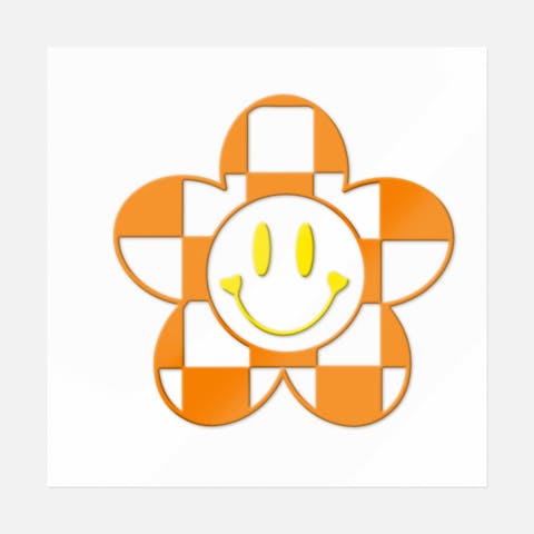 Checker Flower Smiley - Ninja Transfers