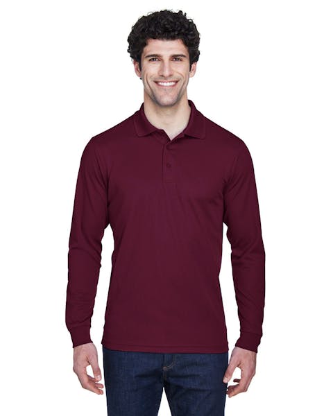 Core 365 88192 Men's Pinnacle Performance Long - Sleeve Piqu Polo - Ninja Transfers
