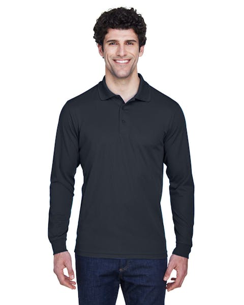 Core 365 88192T Men's Tall Pinnacle Performance Long - Sleeve Piqu Polo - Ninja Transfers