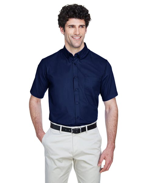 Core 365 88194T Men's Tall Optimum Short - Sleeve Twill Shirt - Ninja Transfers