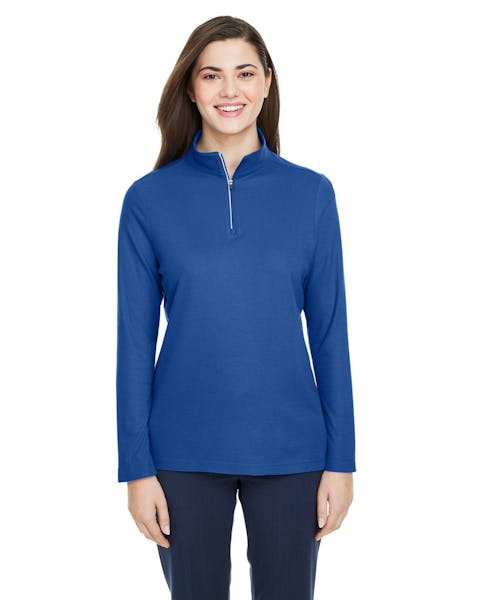 Core 365 CE405W Ladies' Fusion ChromaSoft Pique Quarter - Zip - Ninja Transfers