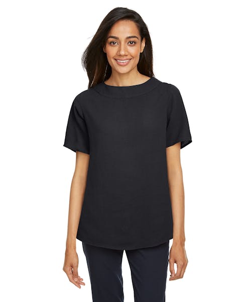 Devon & Jones DP613W Blusa de cuello barco de ajuste perfecto para mujer