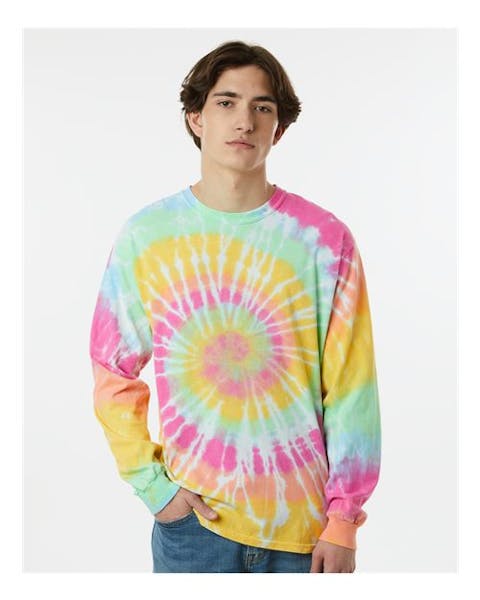 Dyenomite 240MS Multi - Color Spiral Tie - Dyed Long Sleeve T-Shirt - Ninja Transfers