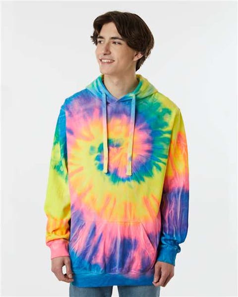 Dyenomite 854MS Multi - Color Spiral Tie - Dyed Hooded Sweatshirt - Ninja Transfers