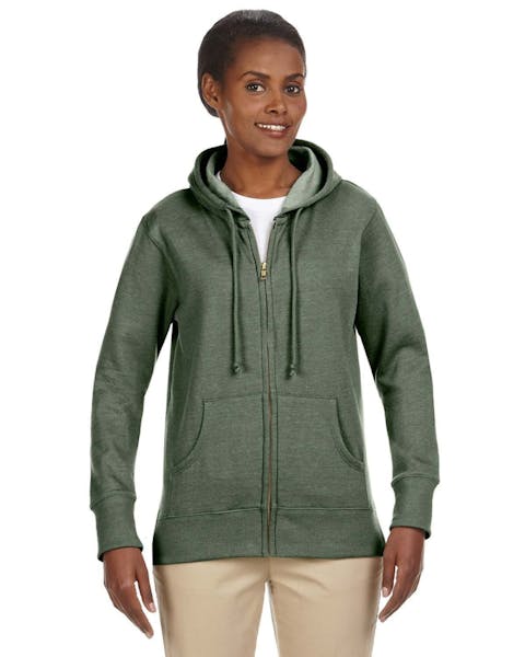econscious EC4580 Ladies' Organic/Recycled Heathered Fleece Full - Zip Hooded Sweatshirt - Ninja Transfers
