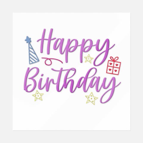 Happy Birthday Text With Present Stars - Ninja Transfers