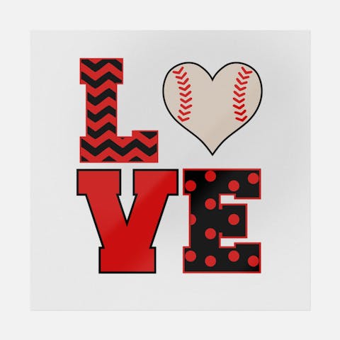 Love Baseball Red - Ninja Transfers