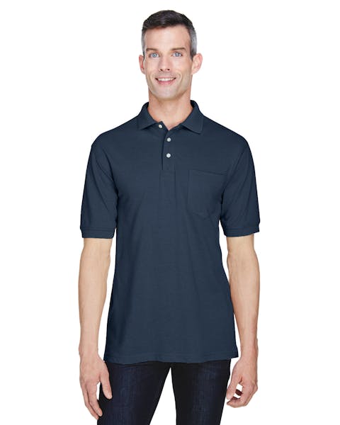 Harriton M265P Hombres 5.6 oz. Polo Easy Blend con bolsillo
