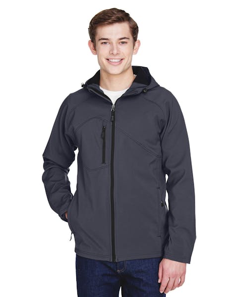 North End 88166 Men's Prospect Two - Layer Fleece Bonded Soft Shell Hooded Jacket - Ninja Transfers