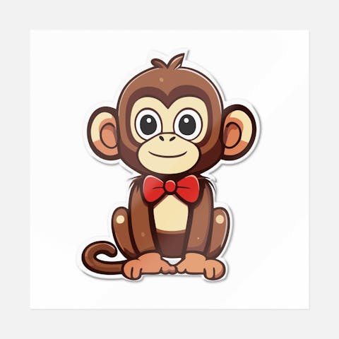 Red Bow Chimp - Ninja Transfers