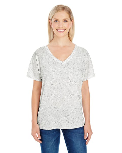 Threadfast Apparel 203FV Ladies' Triblend Fleck Short - Sleeve V - Neck T-Shirt - Ninja Transfers