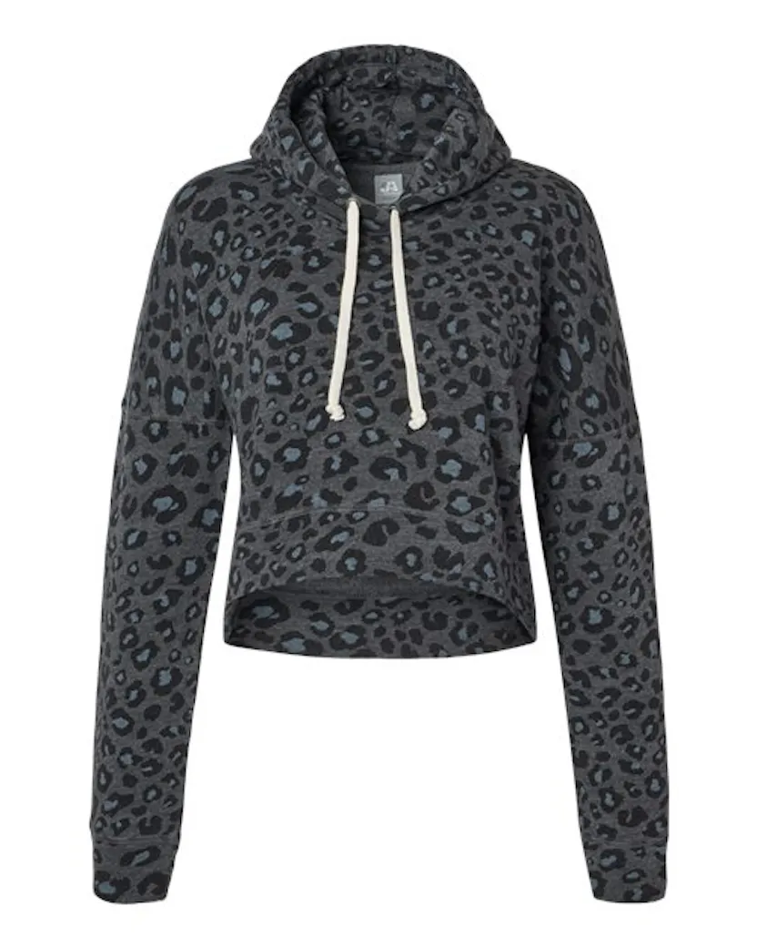 J. America 8853 Women's Crop Hooded Sweatshirt