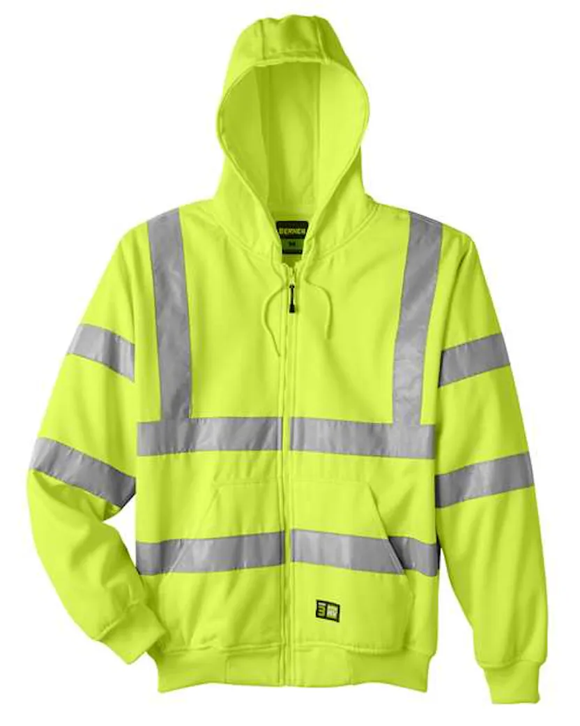 Berne Apparel HVF021 Men's Berne Hi-Vis Class 3 Lined Hooded Sweatshirt