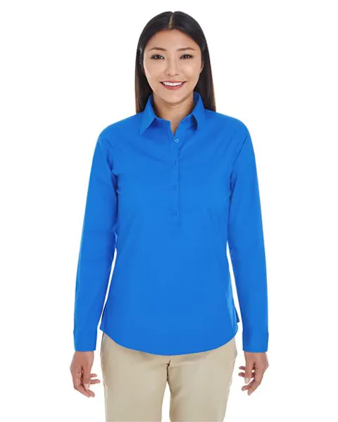 Devon & Jones DP610W Women's Perfect Fit Half-Placket Tunic Dress Shirt