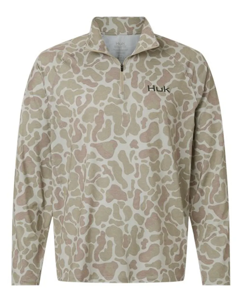 HUK H1200720 Men's Airweight KC Printed Quarter-Zip Pullover