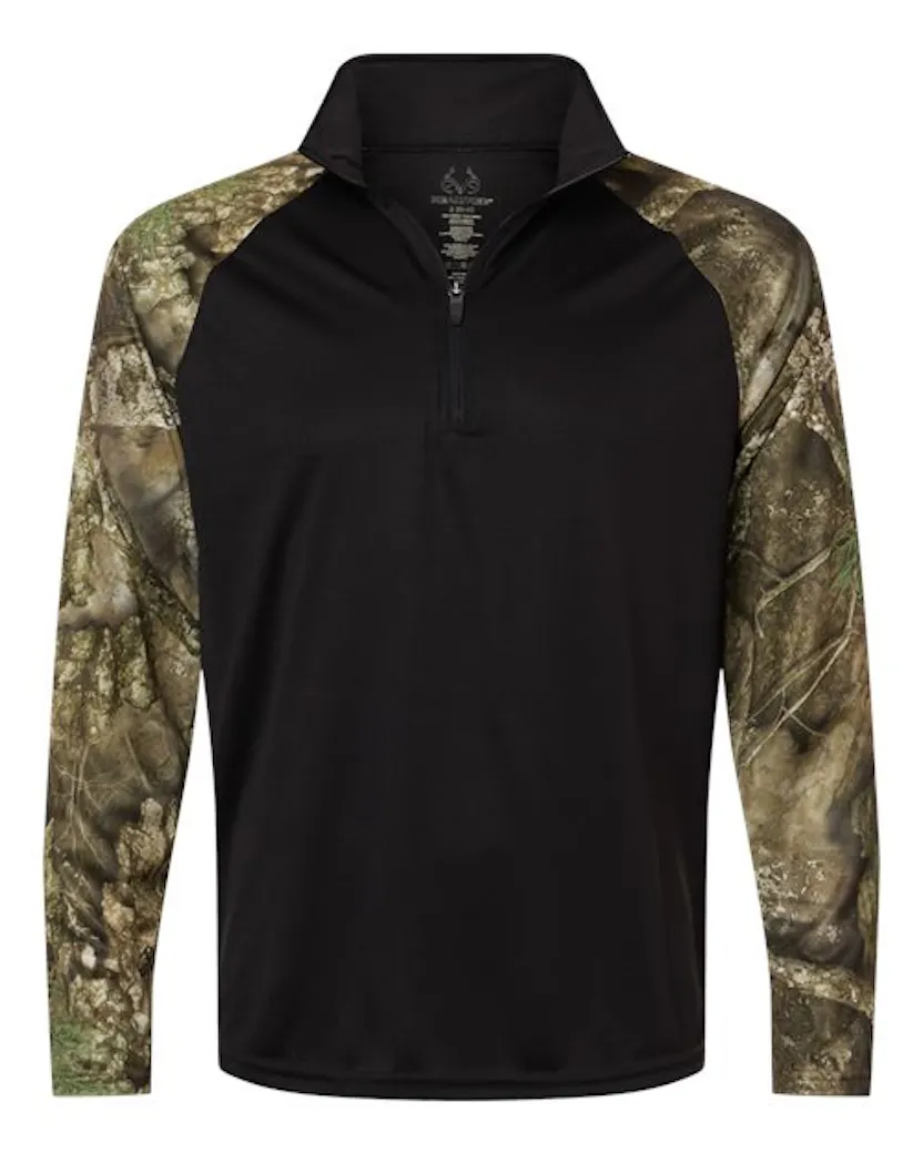 RealTree RT5703 Unisex Realtree Performance Colorblocked Quarter-Zip Pullover