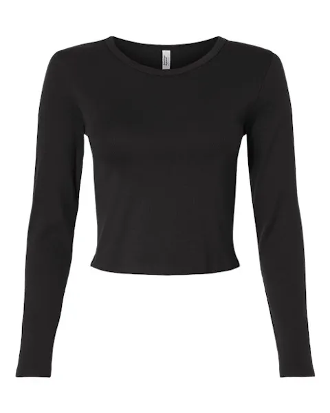 American Apparel BR2107 Women's Baby Rib Long Sleeve Cropped Tee