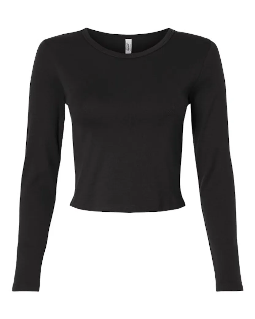American Apparel BR2107 Women's Baby Rib Long Sleeve Cropped Tee