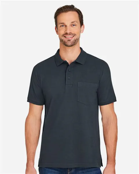 Harriton M205P Men's Valiant Cotton Snag Protect Pocket Polo