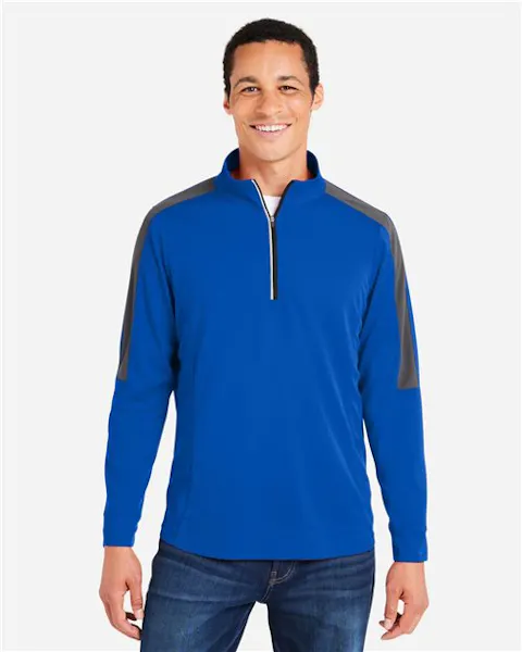 CORE365 CE404 Men's Market Snag Protect Mesh Colorblock Quarter-Zip Pullover