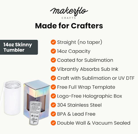 14oz Skinny Tumbler (Polycoated) - Ninja Transfers