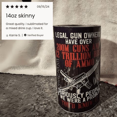 14oz Skinny Tumbler (Polycoated) - Ninja Transfers