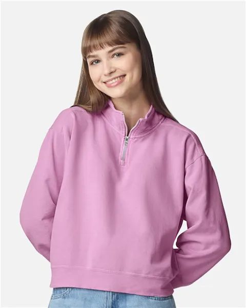Comfort Colors 1580L Women's Garment-Dyed Mid-Length Quarter-Zip Sweatshirt