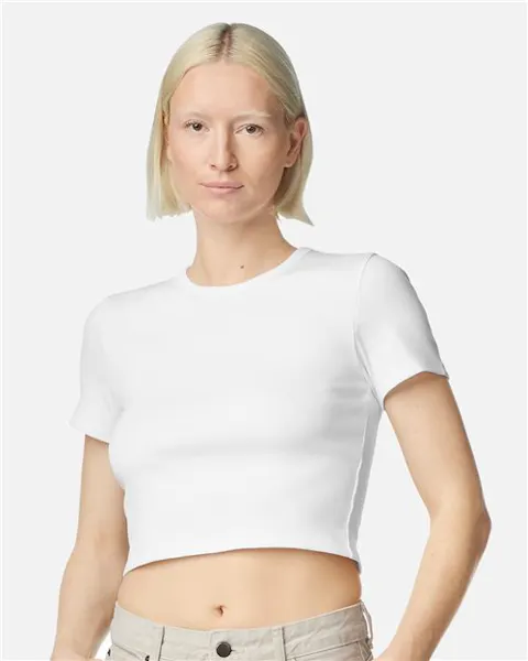 American Apparel BR210 Women's Baby Rib Cropped Tee