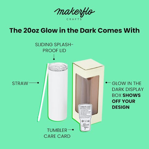 20oz Skinny Glow In The Dark, Green - Ninja Transfers