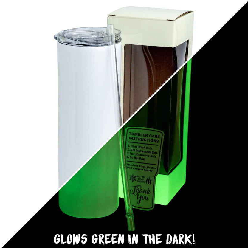 20oz Skinny Glow In The Dark, Green - Ninja Transfers
