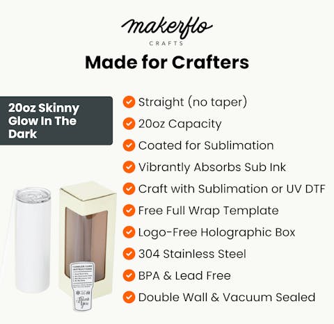 20oz Skinny Glow In The Dark, Green - Ninja Transfers