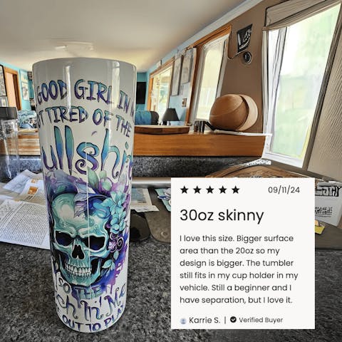 30oz Skinny Tumbler (Polycoated) - Ninja Transfers