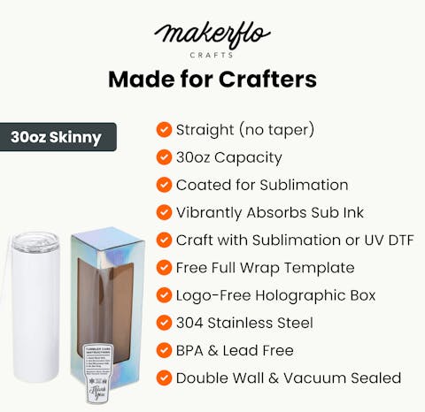 30oz Skinny Tumbler (Polycoated) - Ninja Transfers