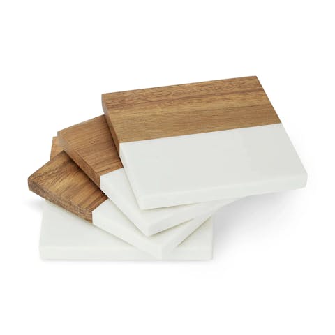 Marble and Wood Coasters