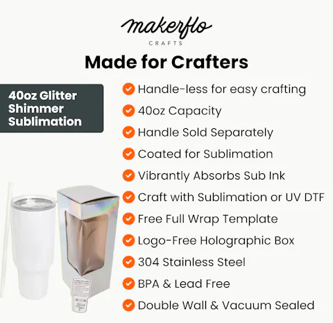 40oz Tumbler Sublimation Glitter Shimmer