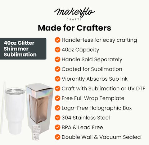 40oz Tumbler Sublimation Glitter Shimmer - Ninja Transfers