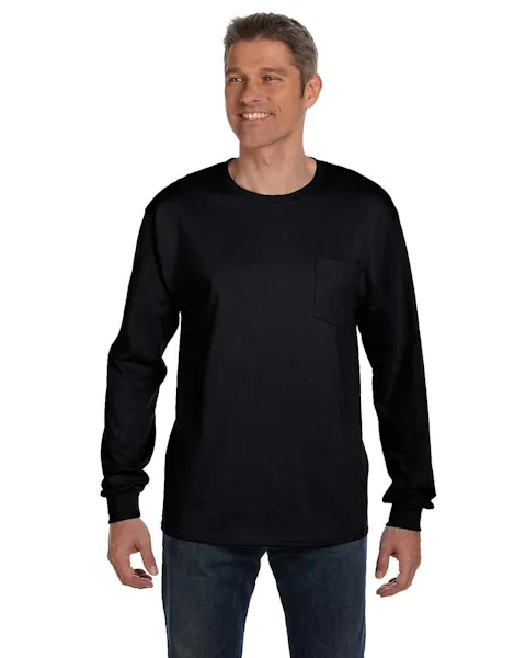 Hanes 5596 Authentic-T - Camiseta de manga larga con bolsillo para hombre