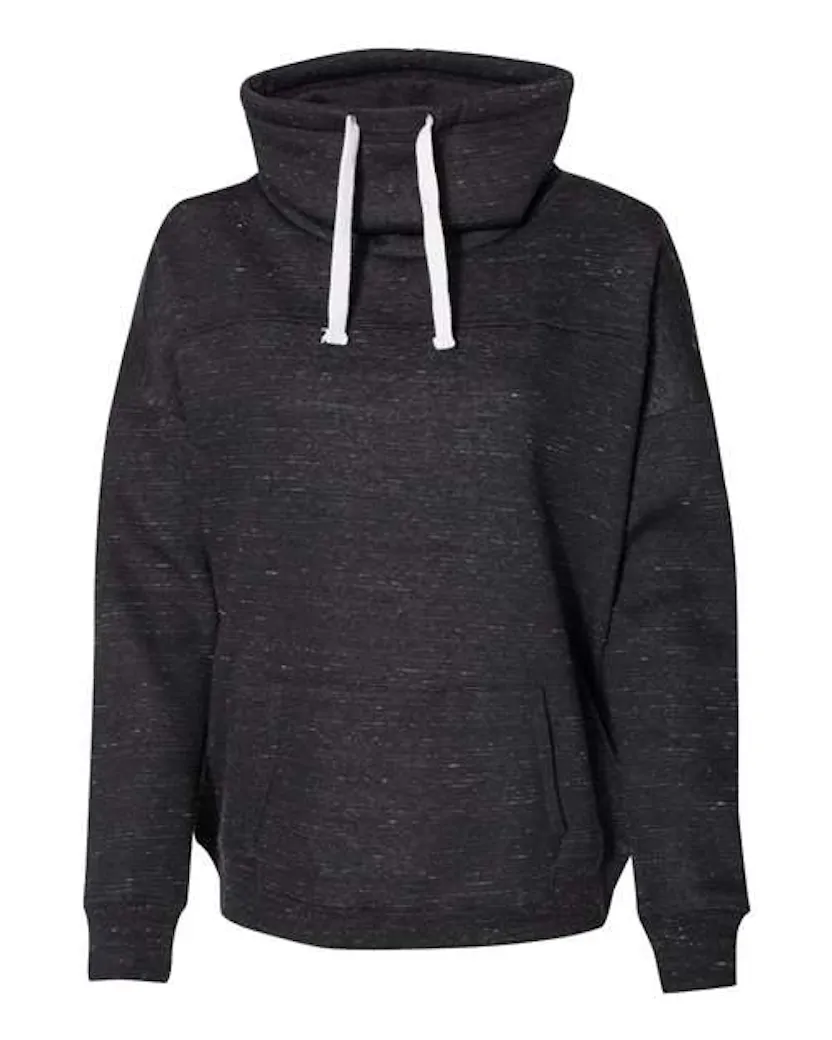 J. America 8673 Womens Mlange Fleece Cowl Neck Sweatshirt