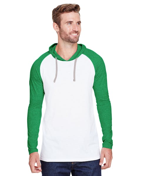 LAT 6917 Men's Hooded Raglan Long Sleeve Fine Jersey T-Shirt