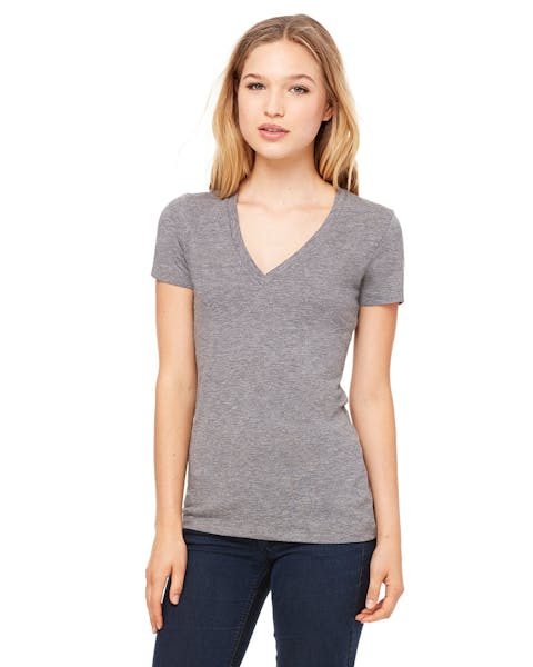 Bella + Canvas 8435 - Camiseta de manga corta con escote en V profundo para mujer