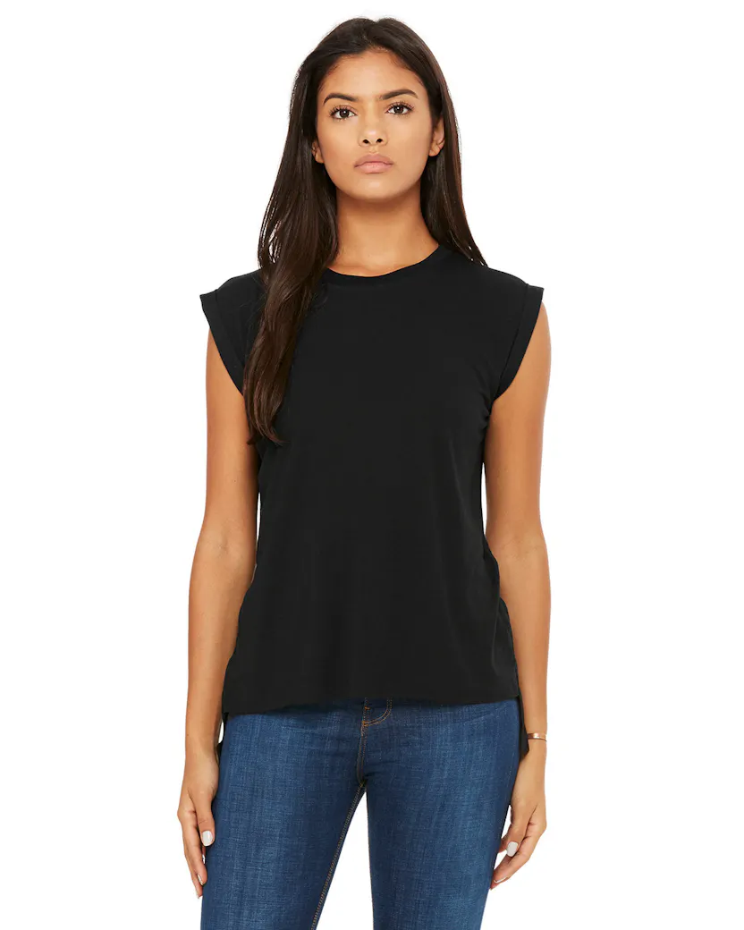 Bella + Canvas 8804 Ladies' Flowy Muscle T-Shirt with Rolled Cuff