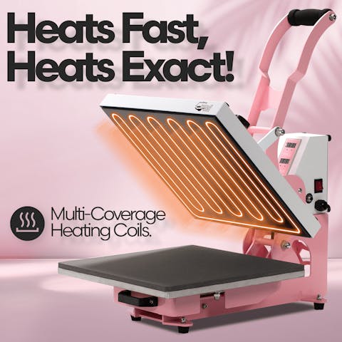 HPN CraftPro 15" x 15" Clamshell Heat Press : Pink
