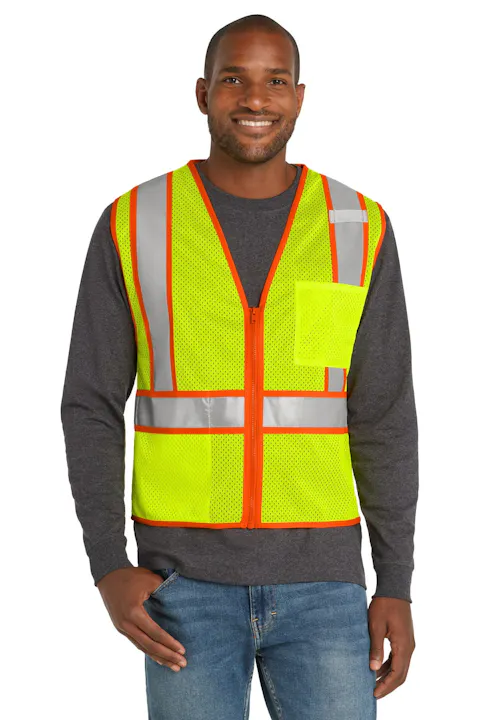 CornerStone CSV103 ANSI 107 Class 2 Mesh Zippered Two-Tone Vest