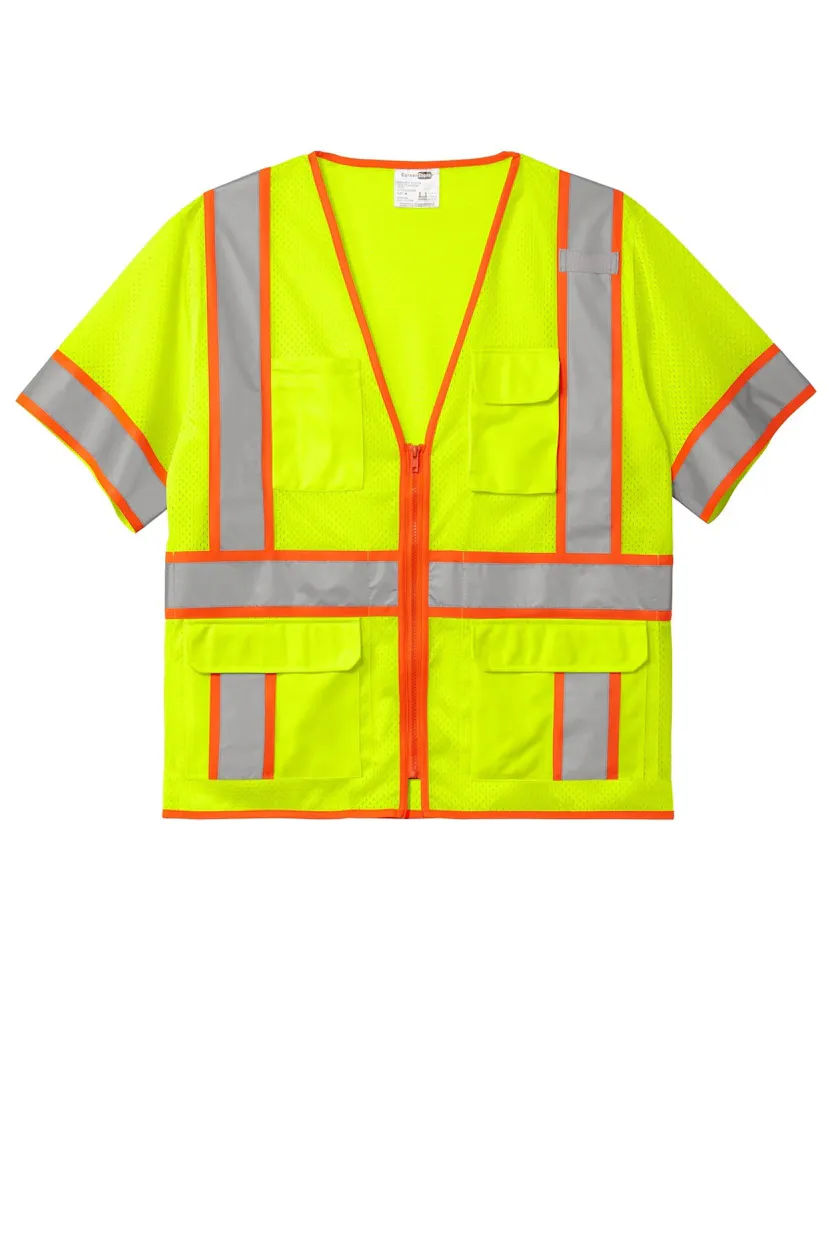 CornerStone CSV106 ANSI 107 Class 3 Surveyor Mesh Zippered Two-Tone Short Sleeve Vest