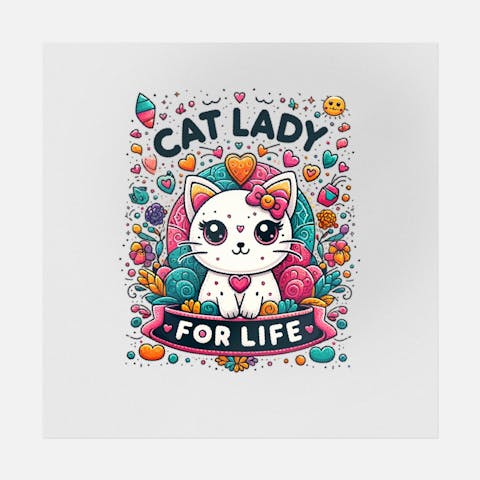 Cat Lady For Life Cute Art