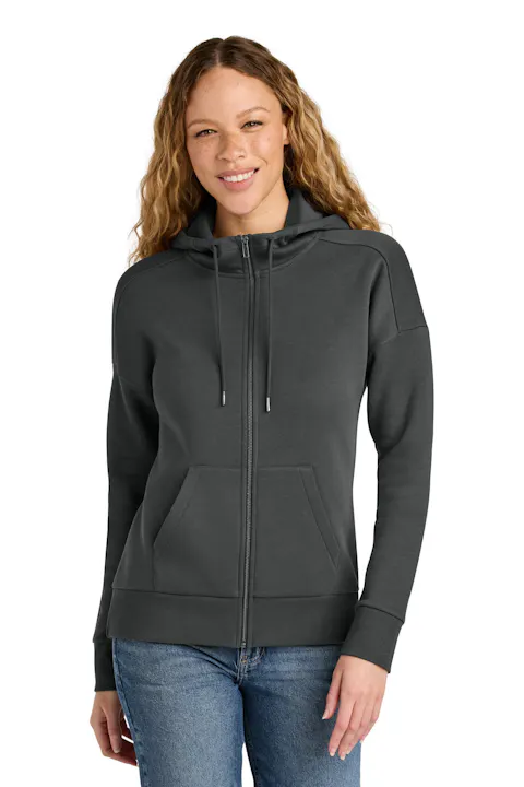 District DT1104 Women's Perfect Weight  Fleece Drop Shoulder Full-Zip Hoodie