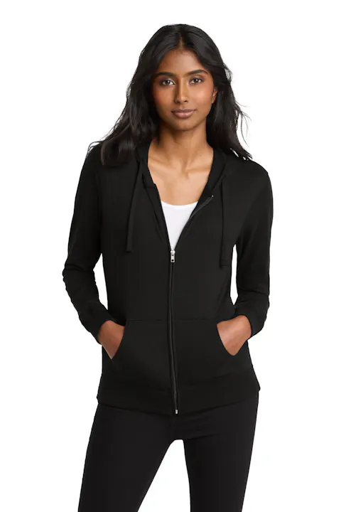 District DT2100 Women's Fitted Jersey Full-Zip Hoodie