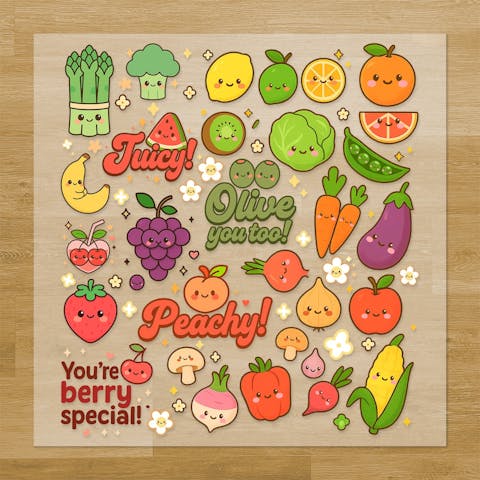 Fruits & Vegetables with Faces Pressables Pack
