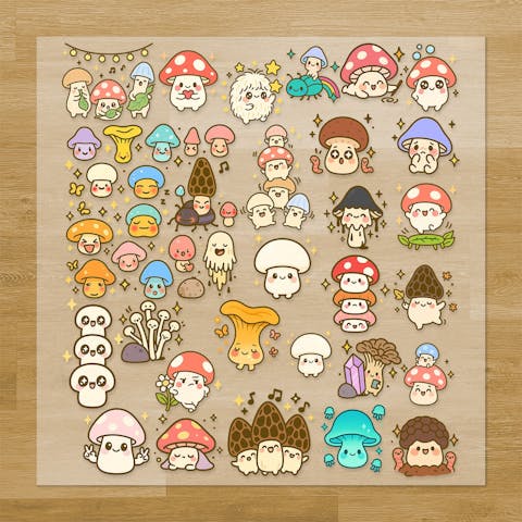 Mushrooms with Faces Pressables Pack