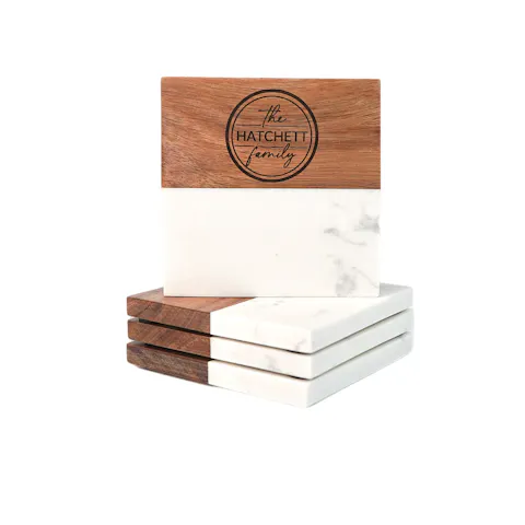 Marble and Wood Coasters